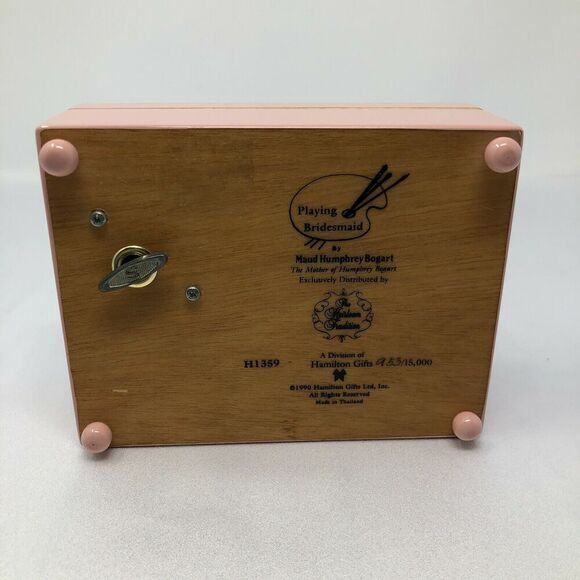 Hamilton Maud Humphrey Bogart Playing Bridesmaid Music Box Blush Pink Trinket - Picture 9 of 11